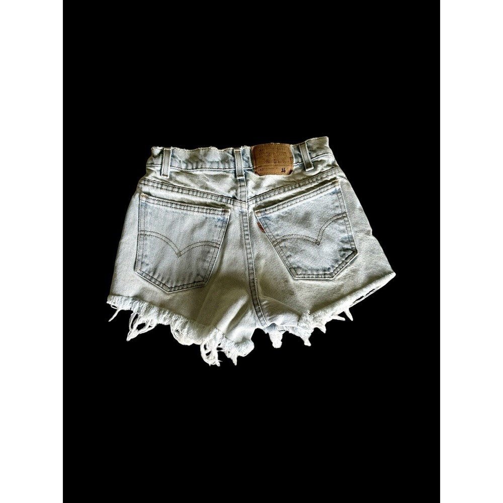 Vintage Levis 550 Cut Off Jean Shorts Womens 24 Light Wash Orange Tab Student - Picture 2 of 13